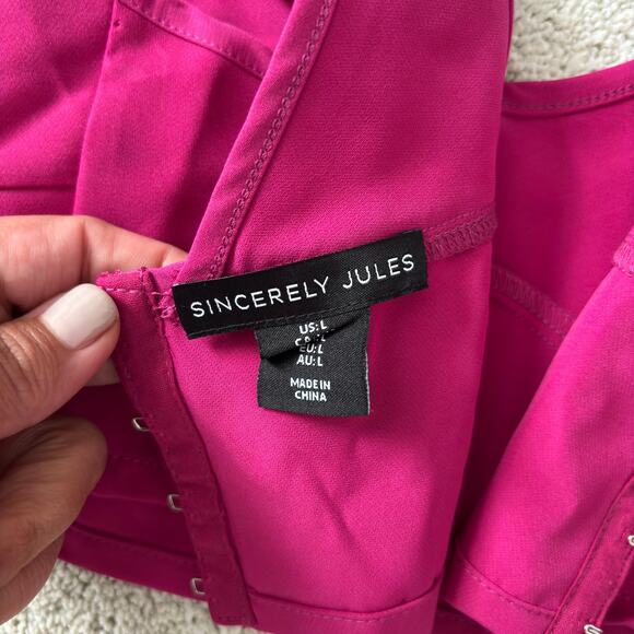 Sincerely Jules 2 Piece Crop Top & Shorts Set Pink Size Large - Picture 8 of 14